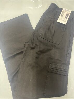 Buffalo David Bitton Men's Black Cargo Pants with Elastic Waist
